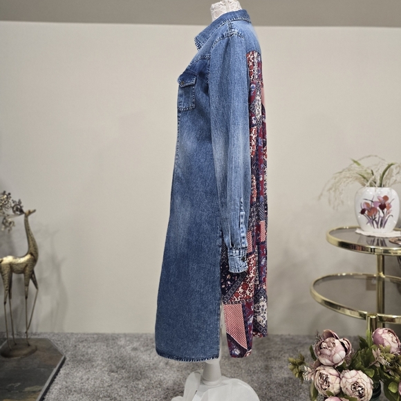 Super Cute Boho Western Denim Shirt dress by Lola P. Sz L - Picture 10 of 13